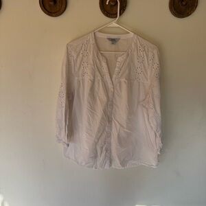 Croft and barrow White Eyelet button up shirt size XL